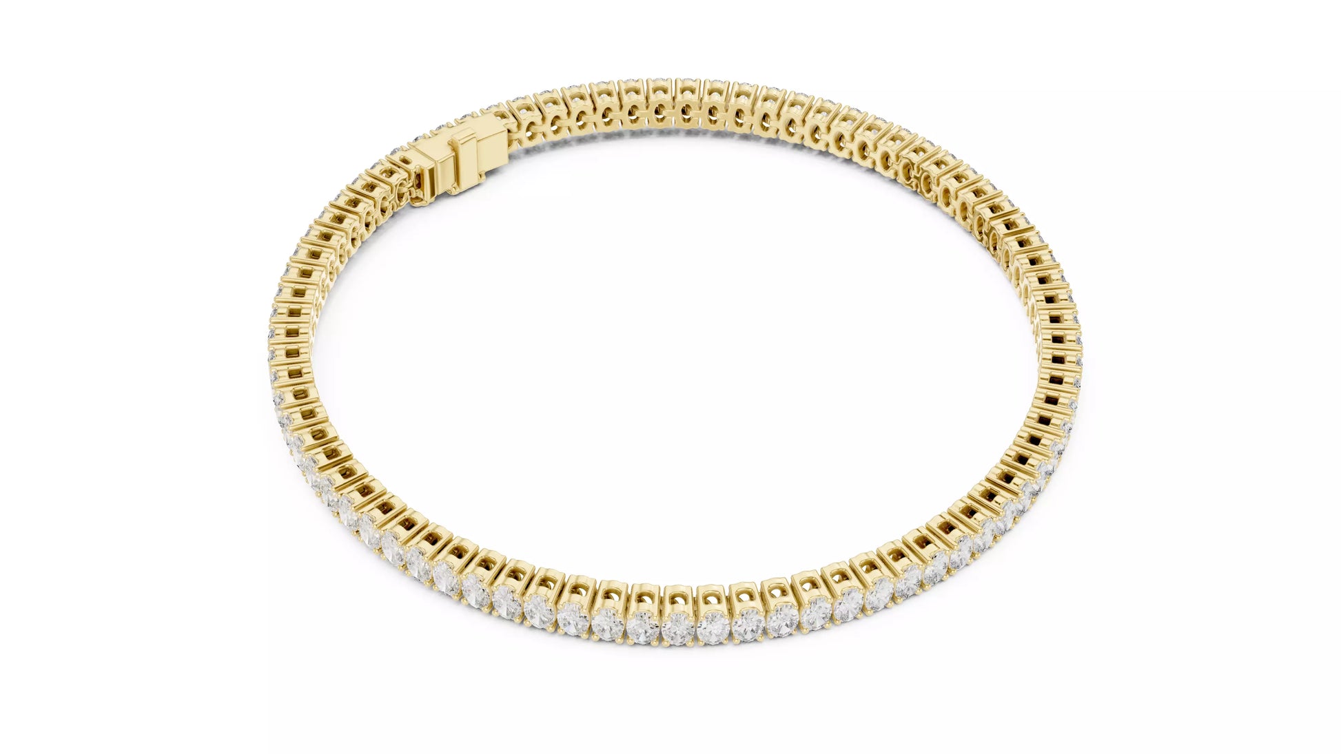 Basket Set Oval Natural Diamond Tennis Bracelet