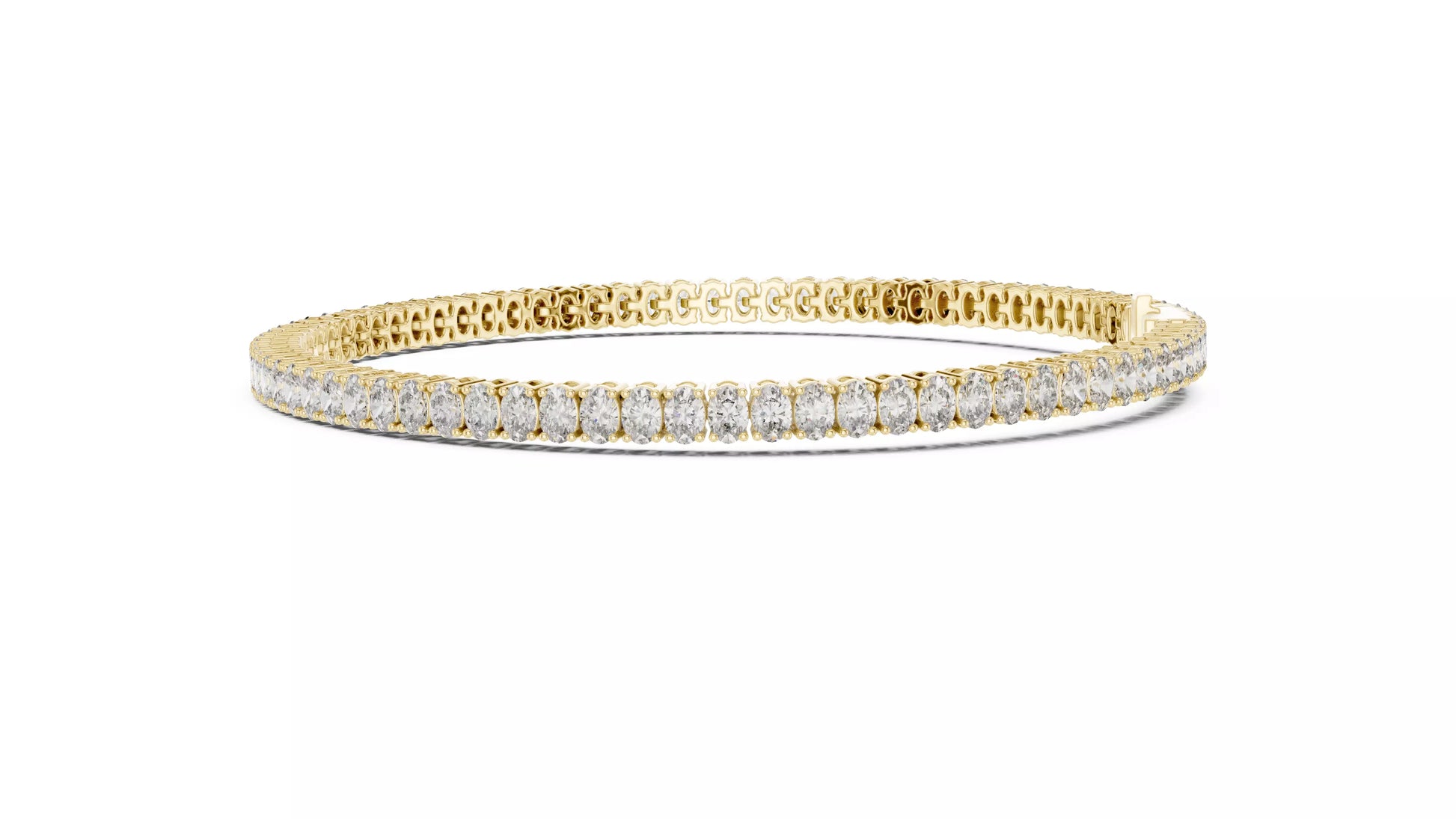 Basket Set Oval Natural Diamond Tennis Bracelet