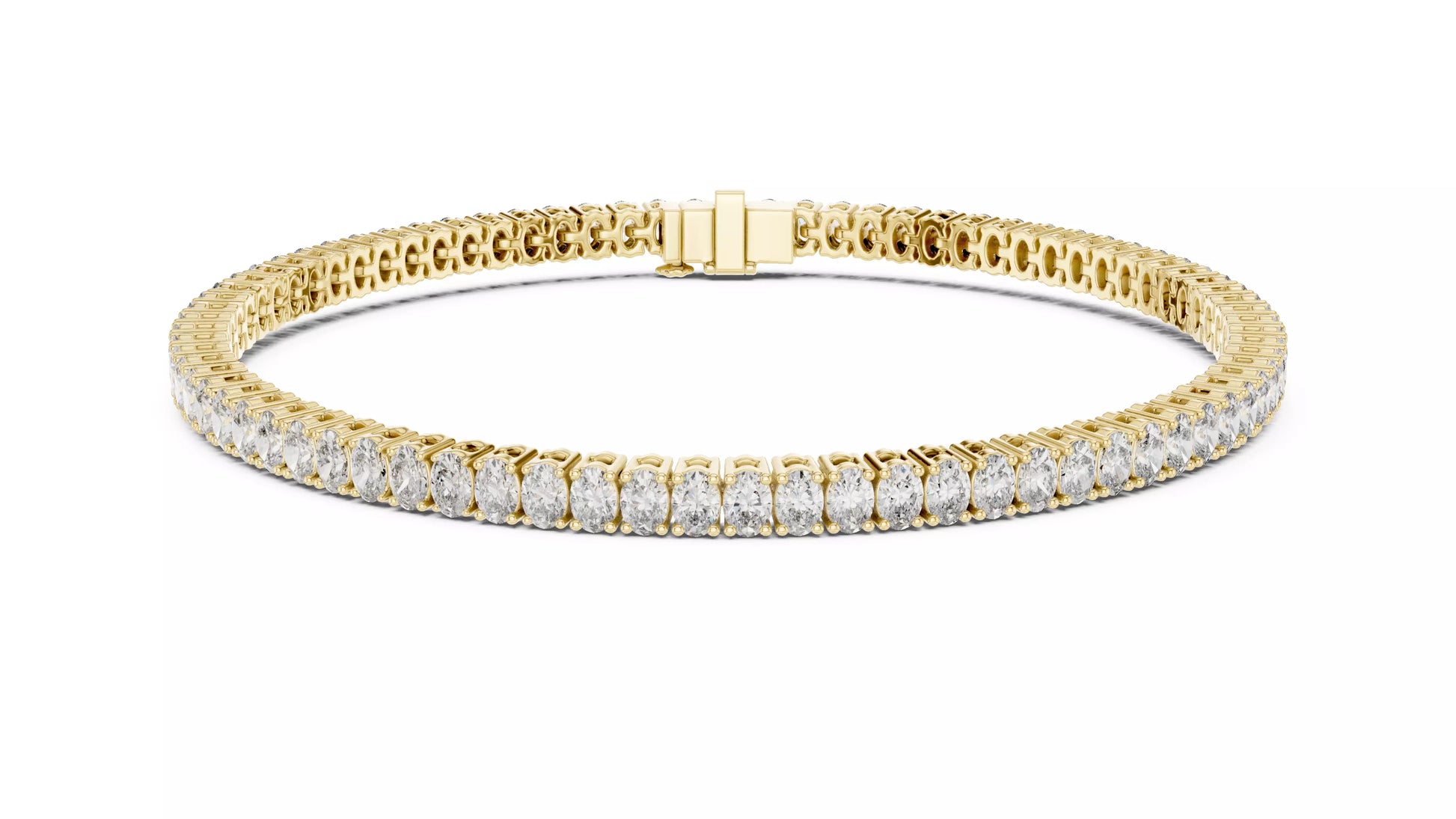 Basket Set Oval Natural Diamond Tennis Bracelet
