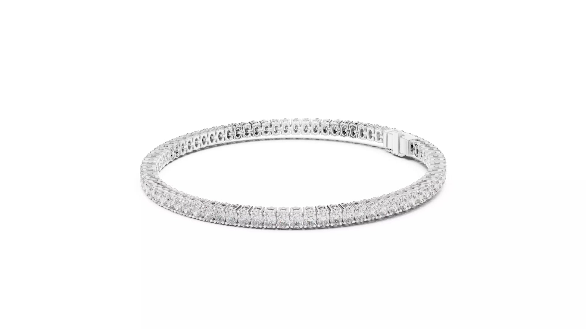 Basket Set Oval Natural Diamond Tennis Bracelet
