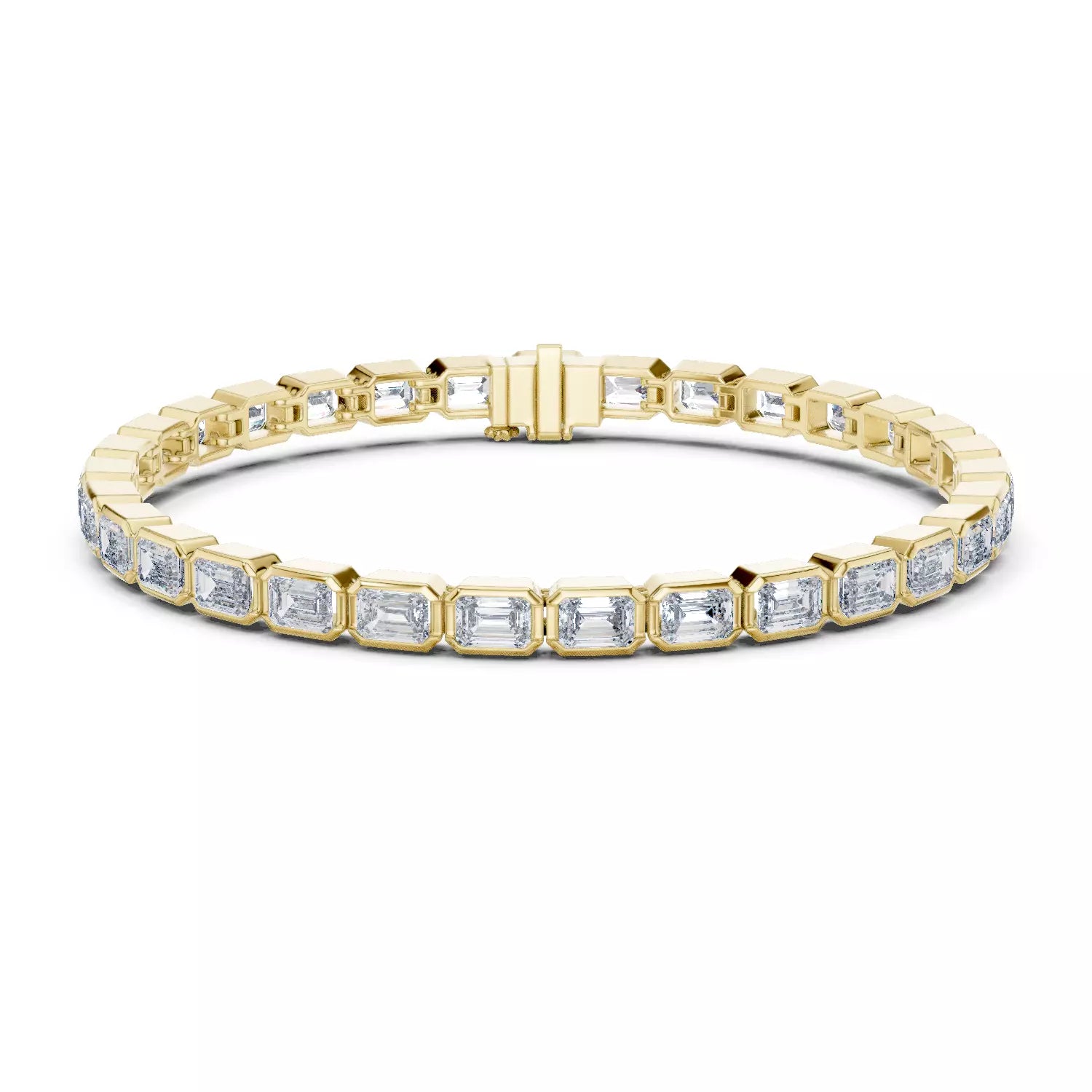 Bezel Set Emerald Cut Natural Diamond Tennis Bracelet
