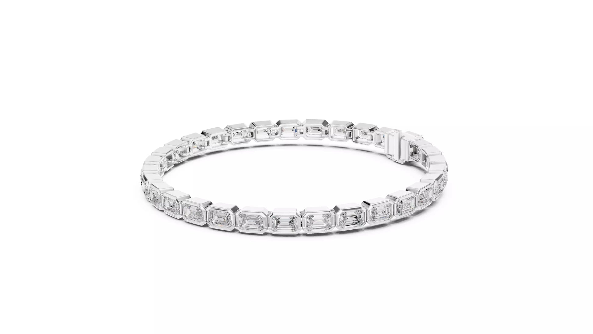 Bezel Set Emerald Cut Natural Diamond Tennis Bracelet