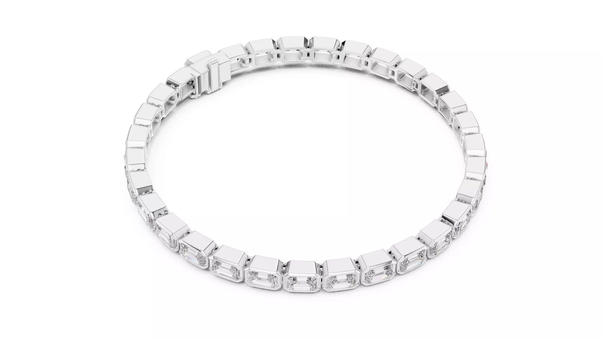 Bezel Set Emerald Cut Natural Diamond Tennis Bracelet