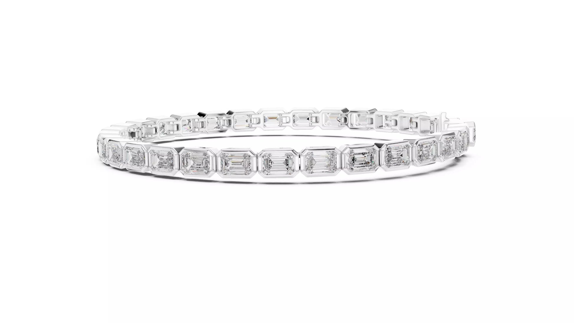 Bezel Set Emerald Cut Natural Diamond Tennis Bracelet