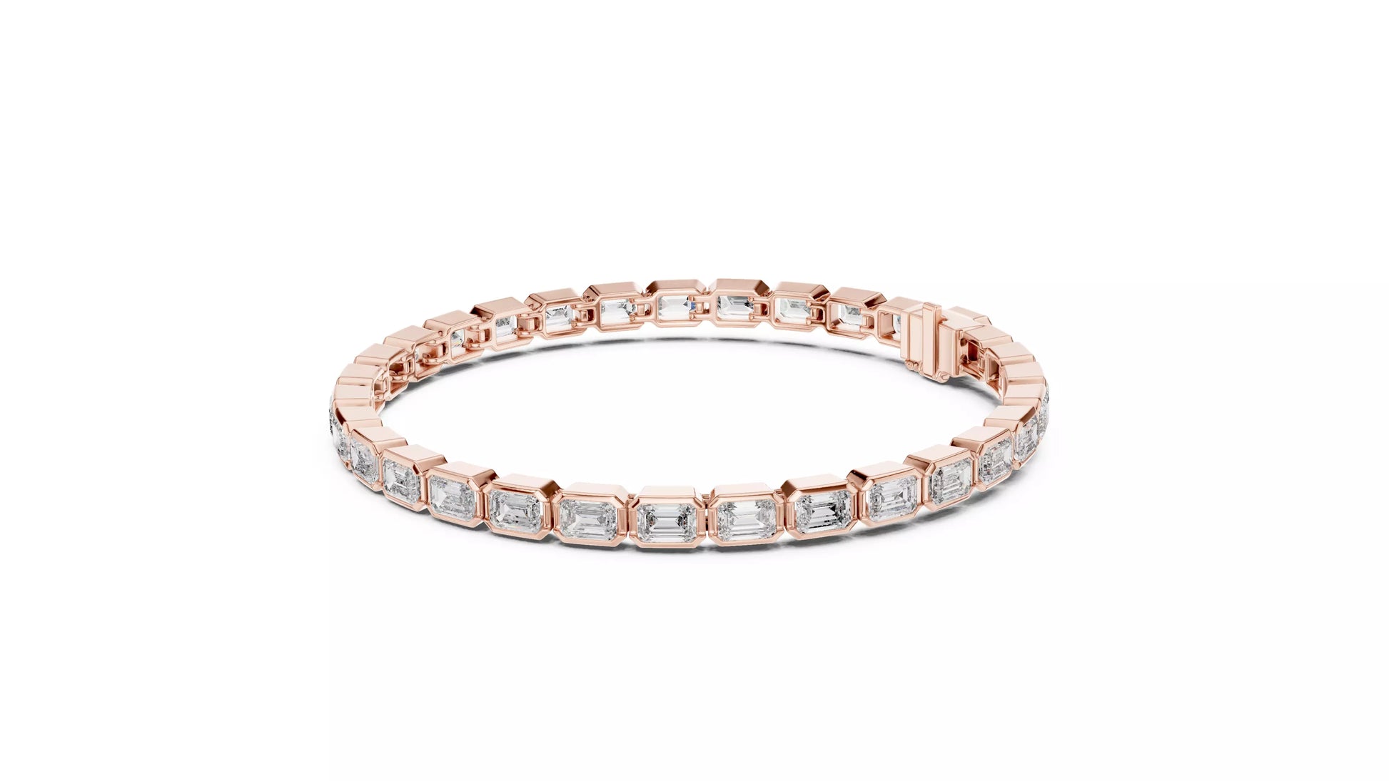 Bezel Set Emerald Cut Natural Diamond Tennis Bracelet