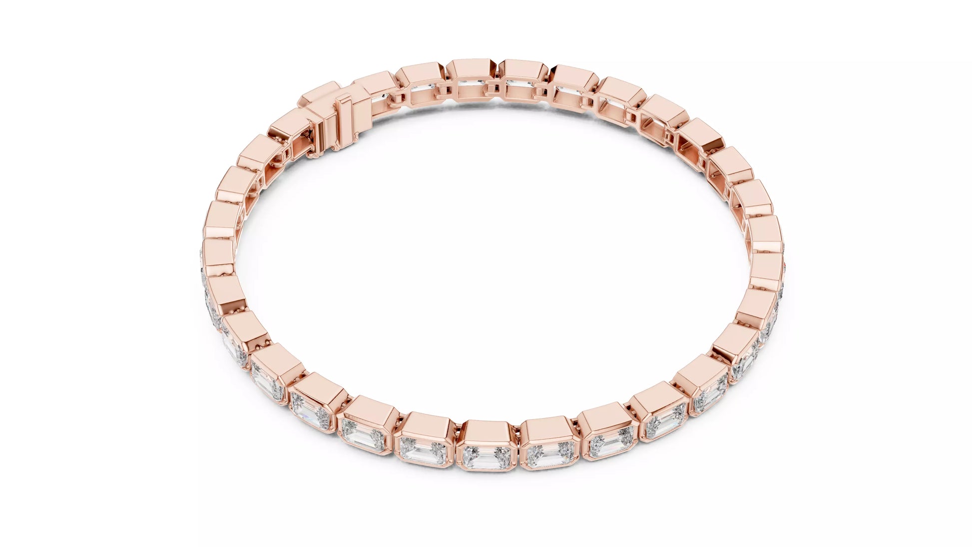 Bezel Set Emerald Cut Natural Diamond Tennis Bracelet