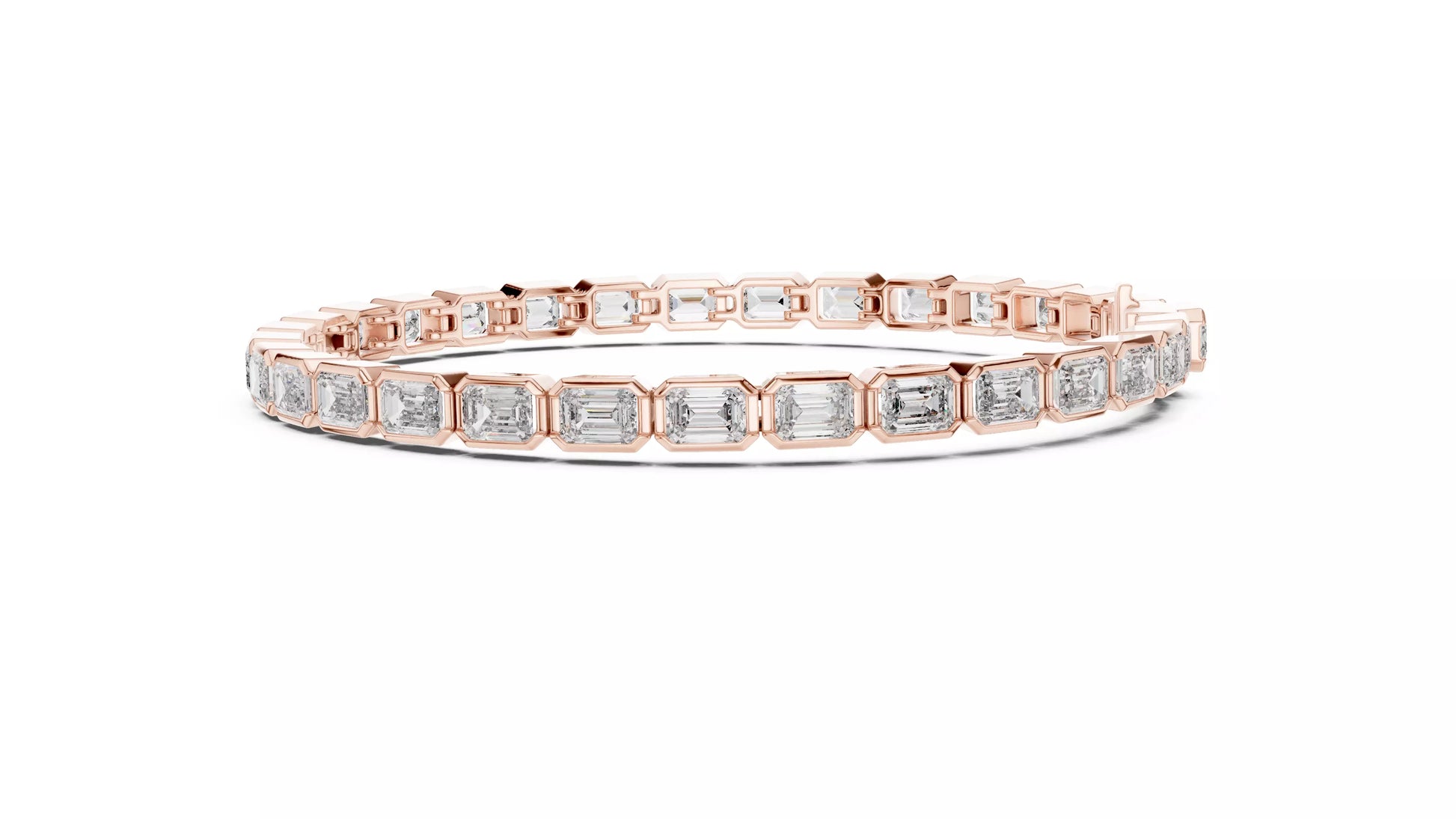 Bezel Set Emerald Cut Natural Diamond Tennis Bracelet