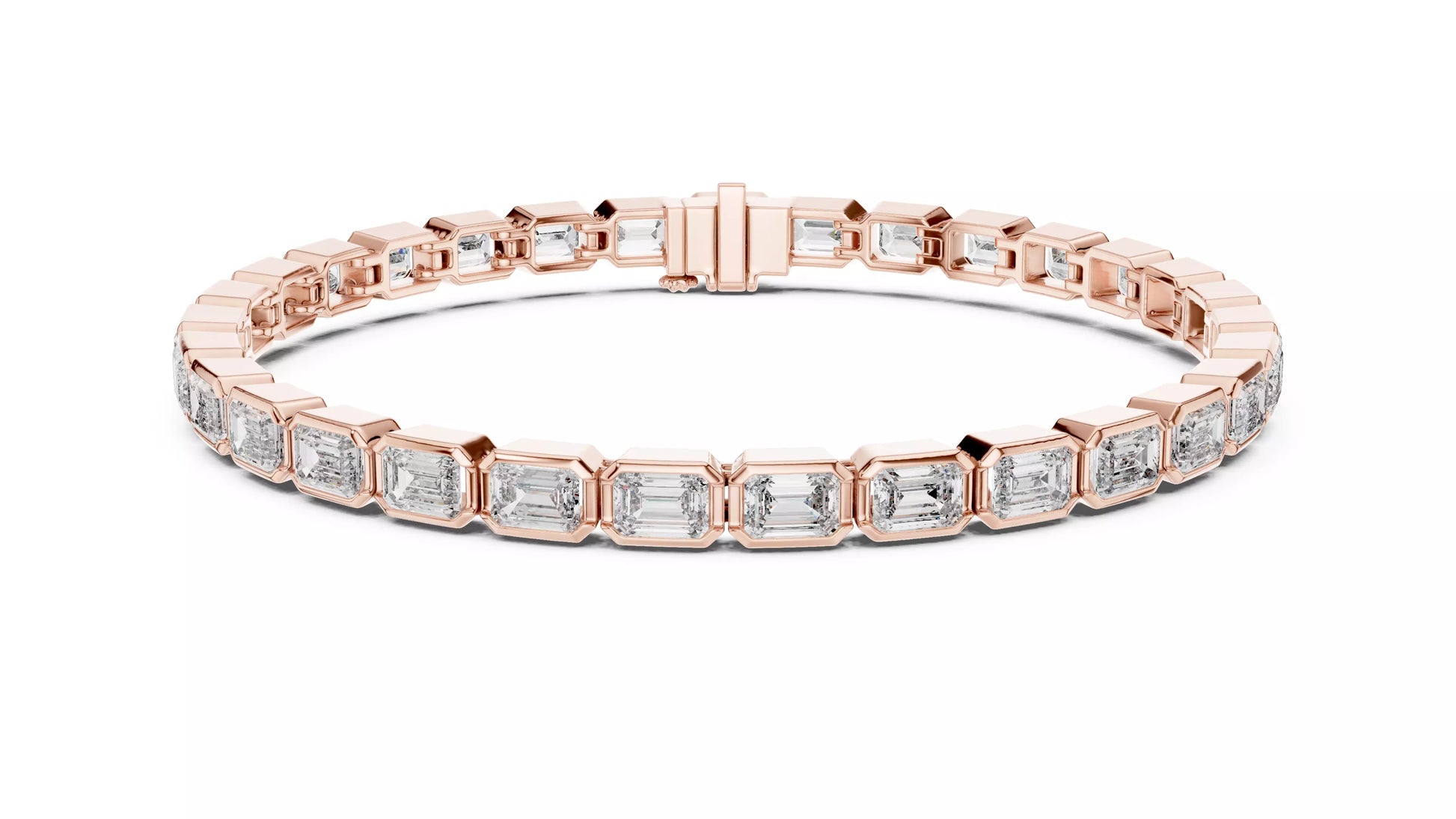 Bezel Set Emerald Cut Natural Diamond Tennis Bracelet