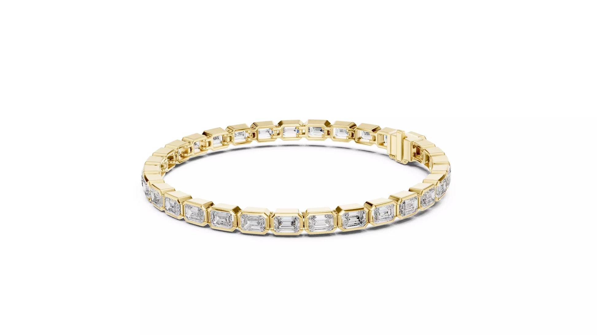 Bezel Set Emerald Cut Natural Diamond Tennis Bracelet