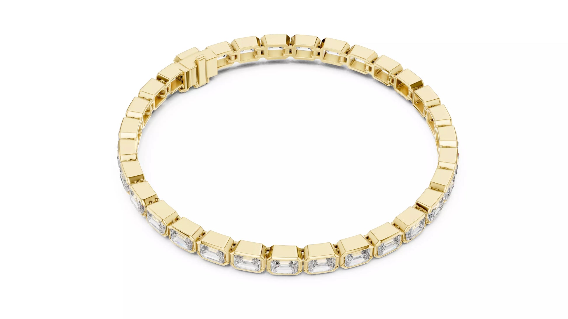 Bezel Set Emerald Cut Natural Diamond Tennis Bracelet