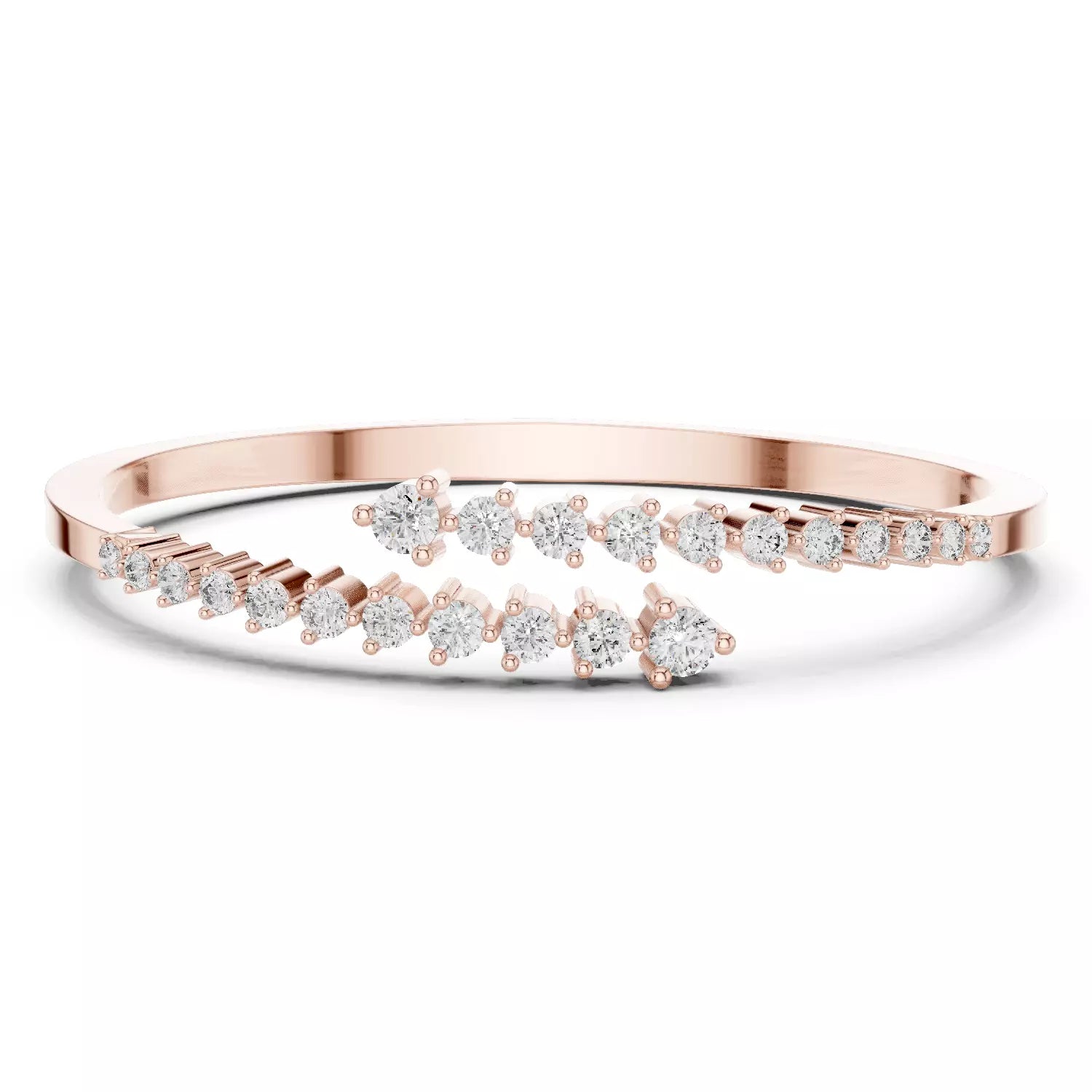 Bypass Style Natural Diamond Bangle Bracelet