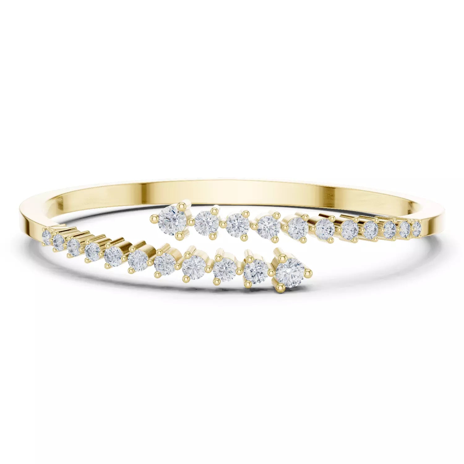 Bypass Style Natural Diamond Bangle Bracelet