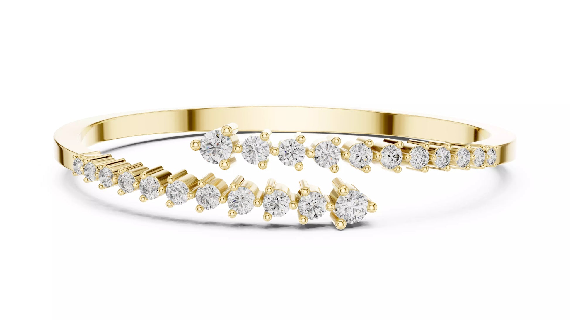 Bypass Style Natural Diamond Bangle Bracelet