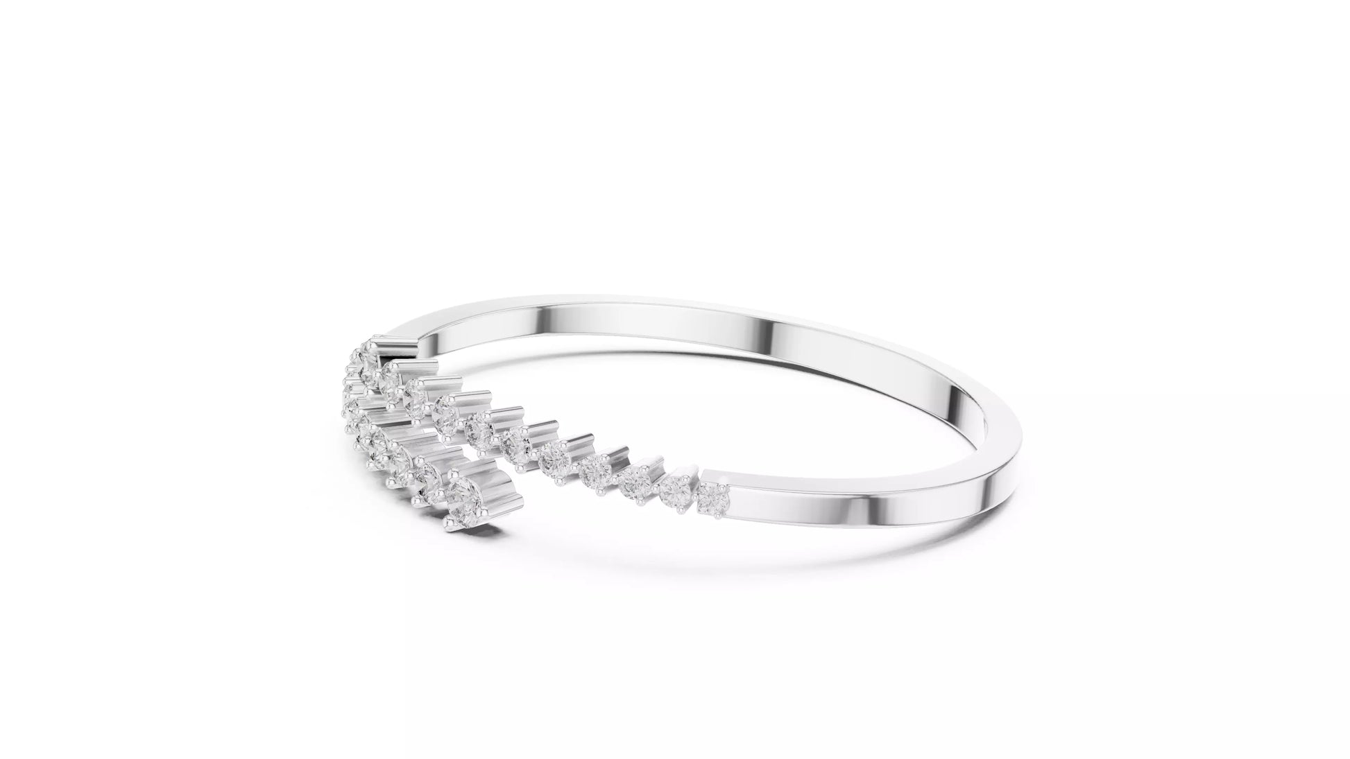 Bypass Style Natural Diamond Bangle Bracelet