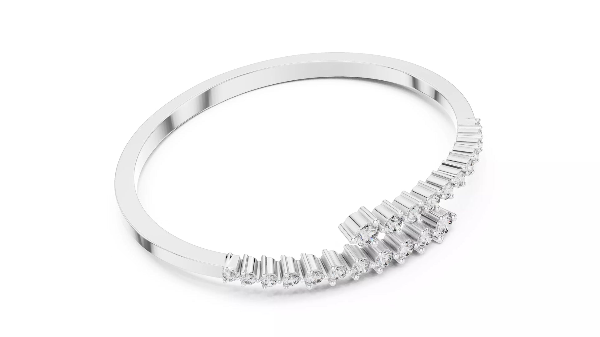 Bypass Style Natural Diamond Bangle Bracelet