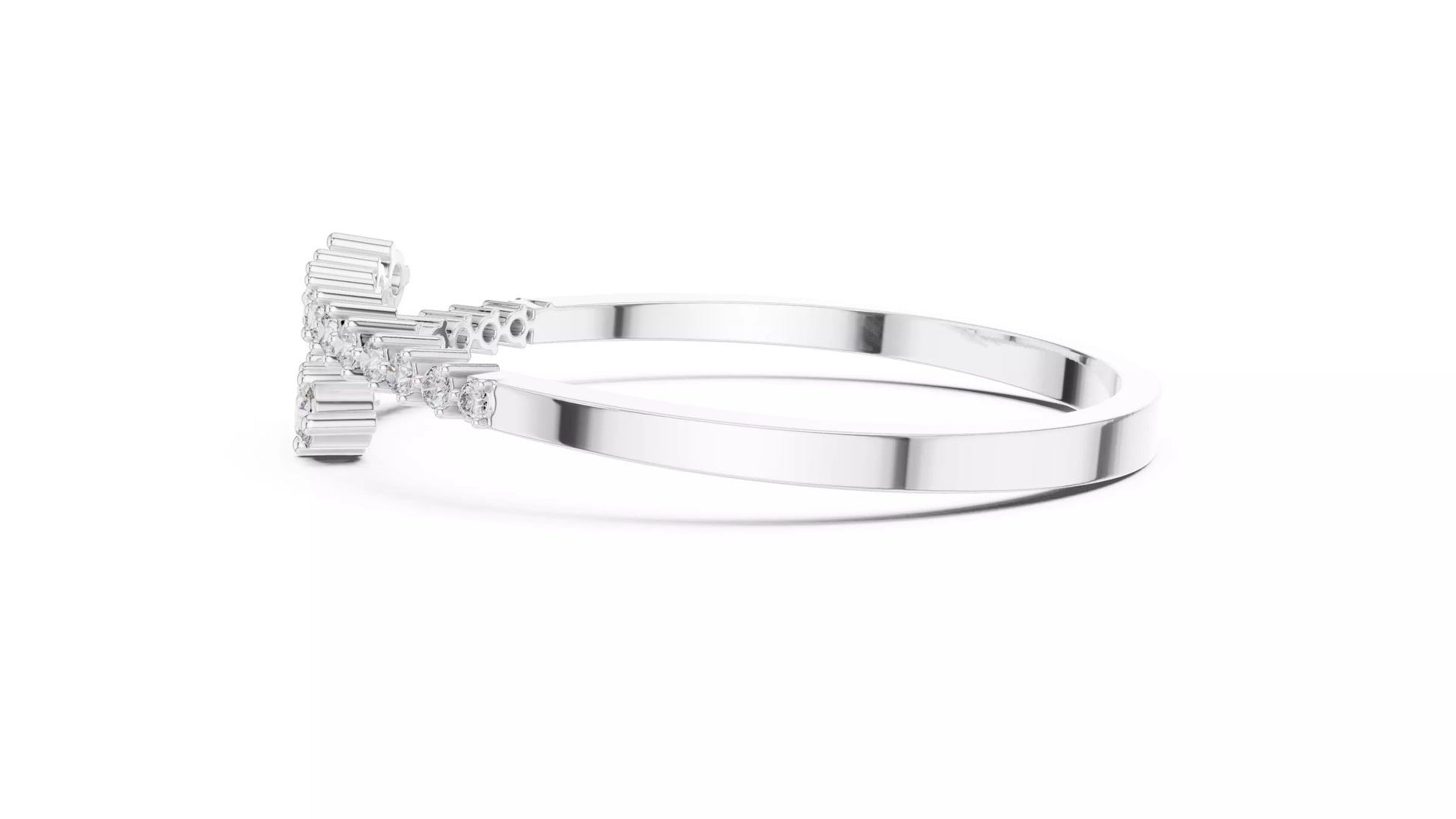 Bypass Style Natural Diamond Bangle Bracelet