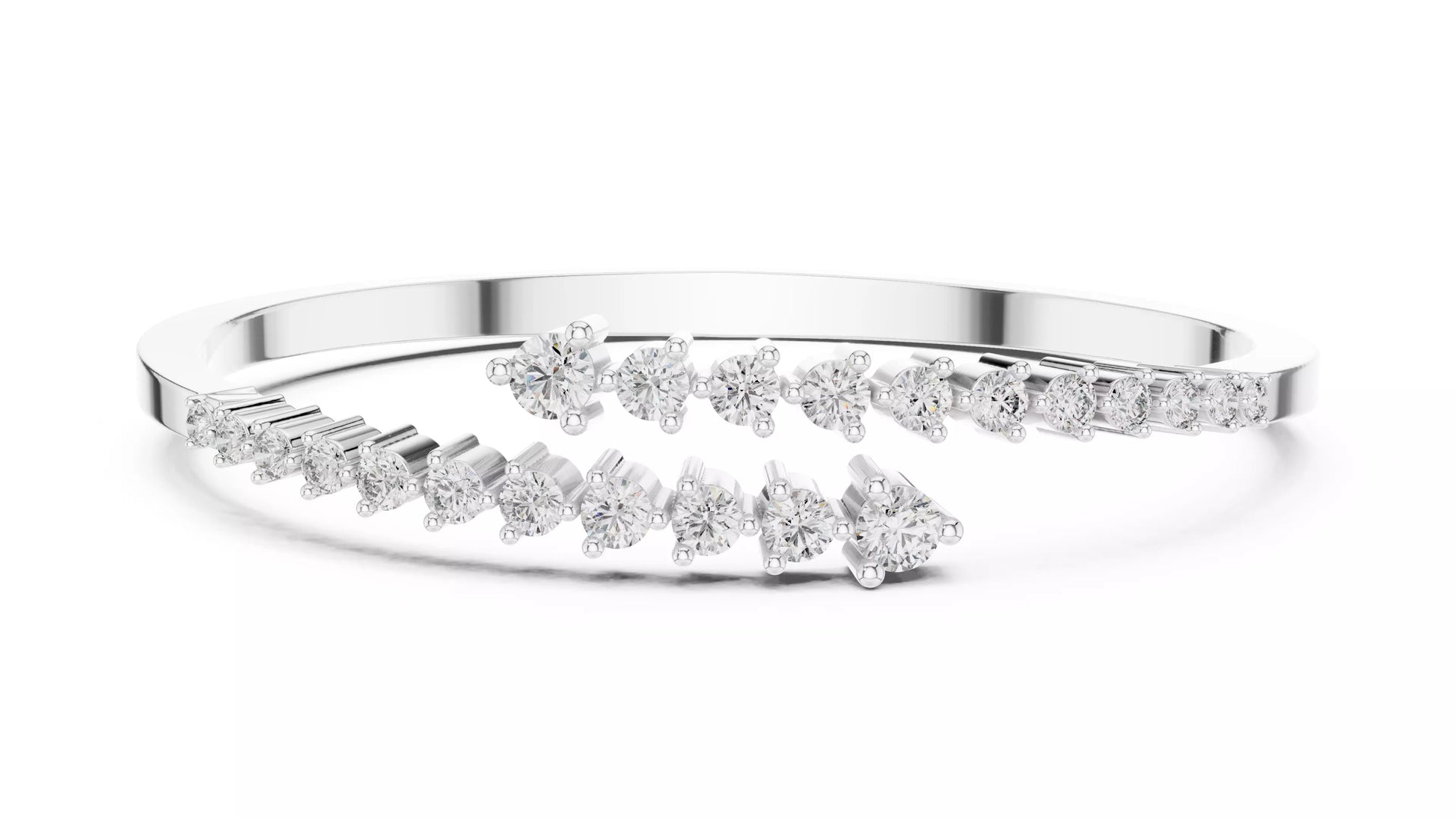 Bypass Style Natural Diamond Bangle Bracelet
