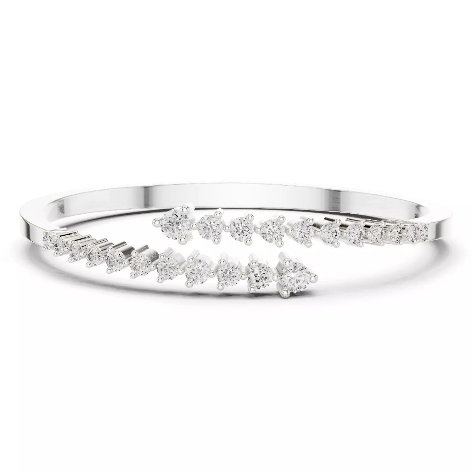 Bypass Style Natural Diamond Bangle Bracelet