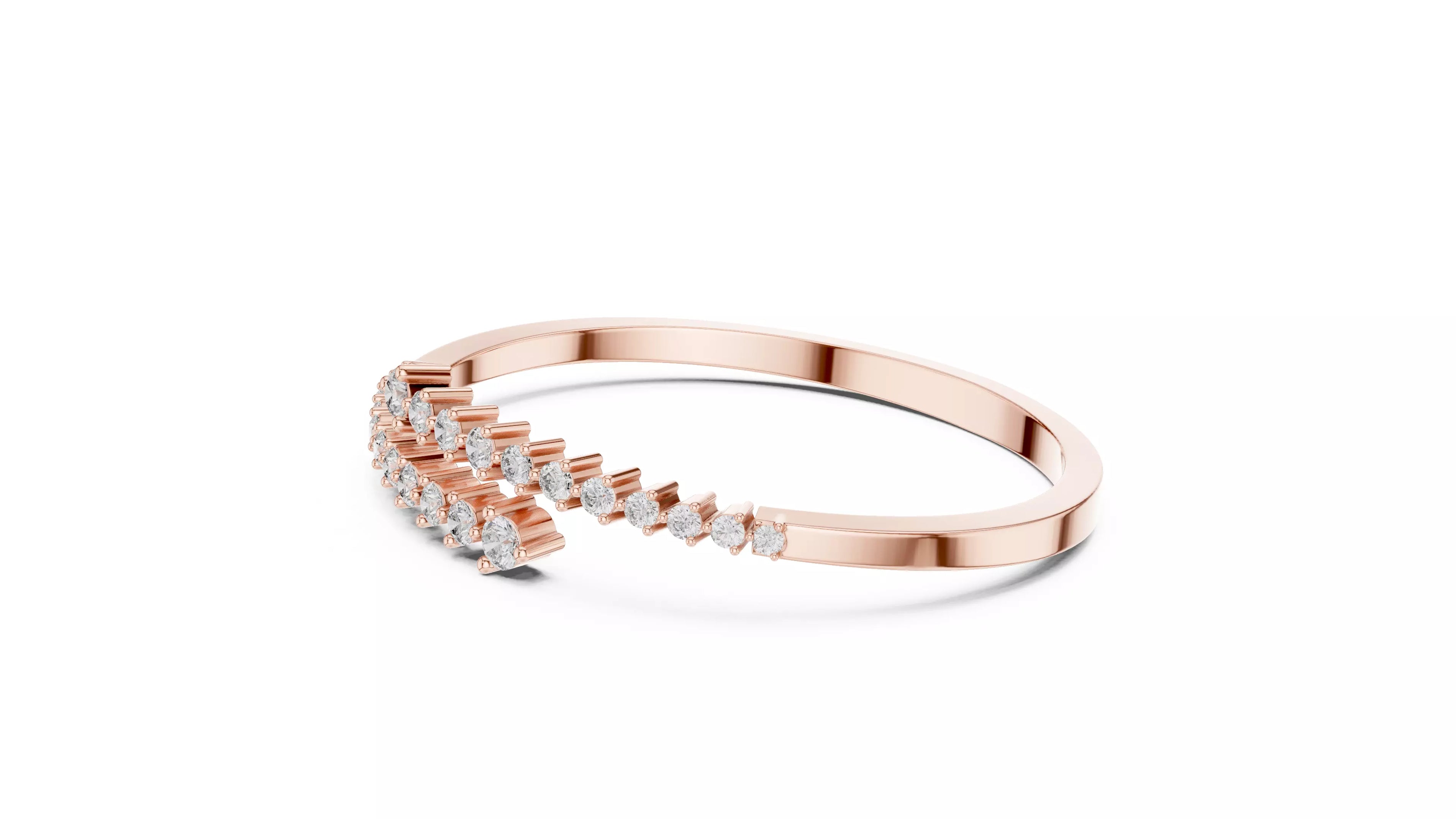 Bypass Style Natural Diamond Bangle Bracelet