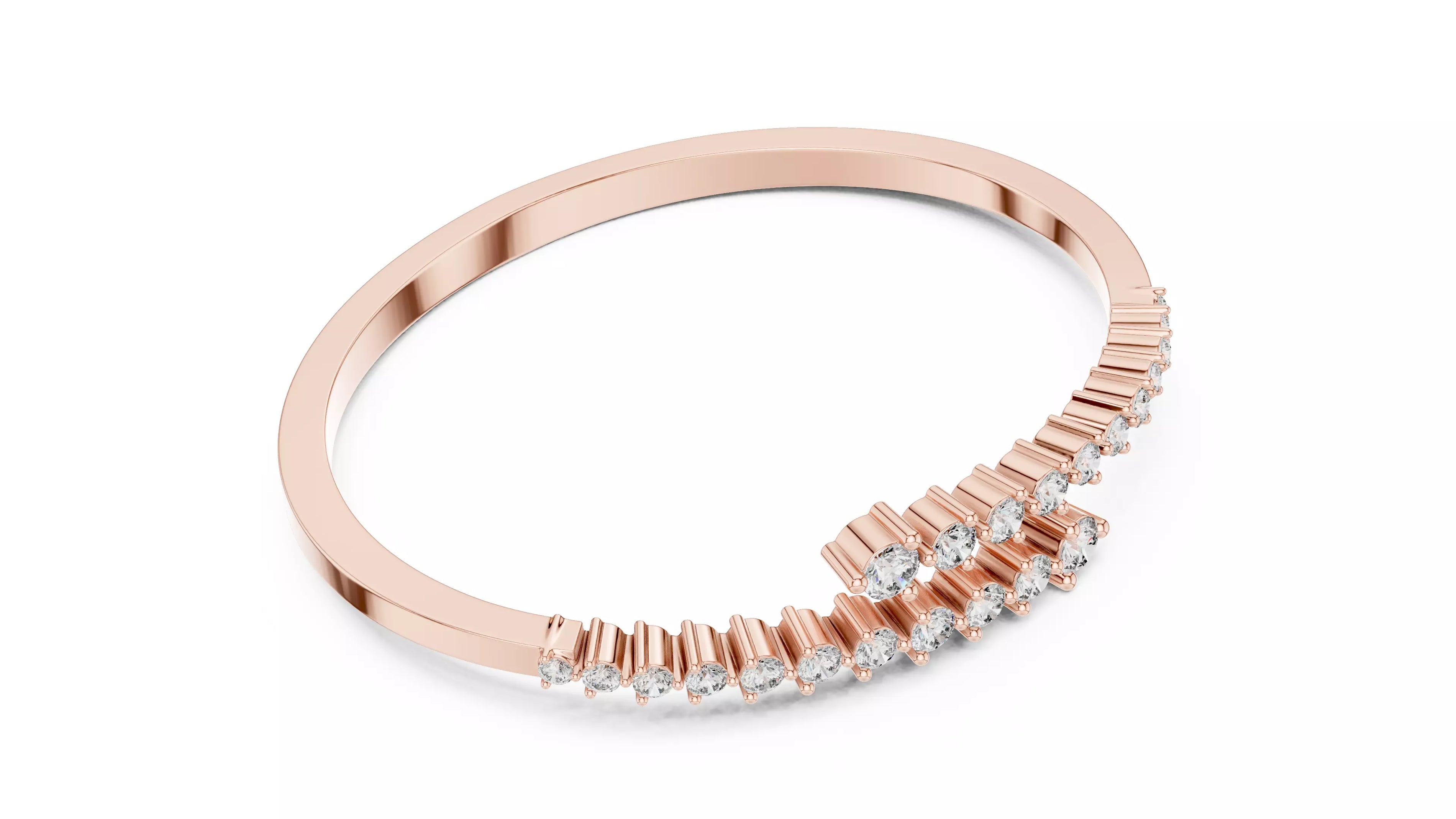 Bypass Style Natural Diamond Bangle Bracelet