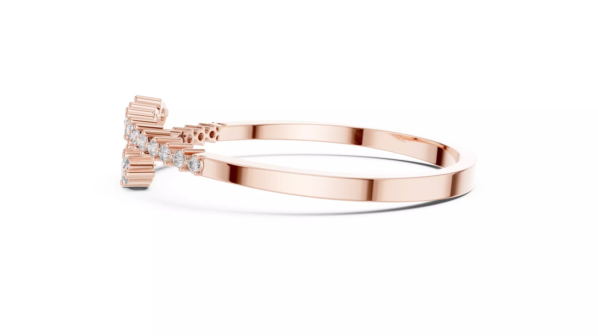 Bypass Style Natural Diamond Bangle Bracelet