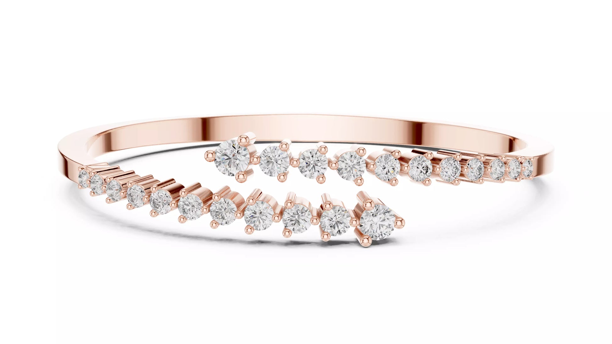 Bypass Style Natural Diamond Bangle Bracelet