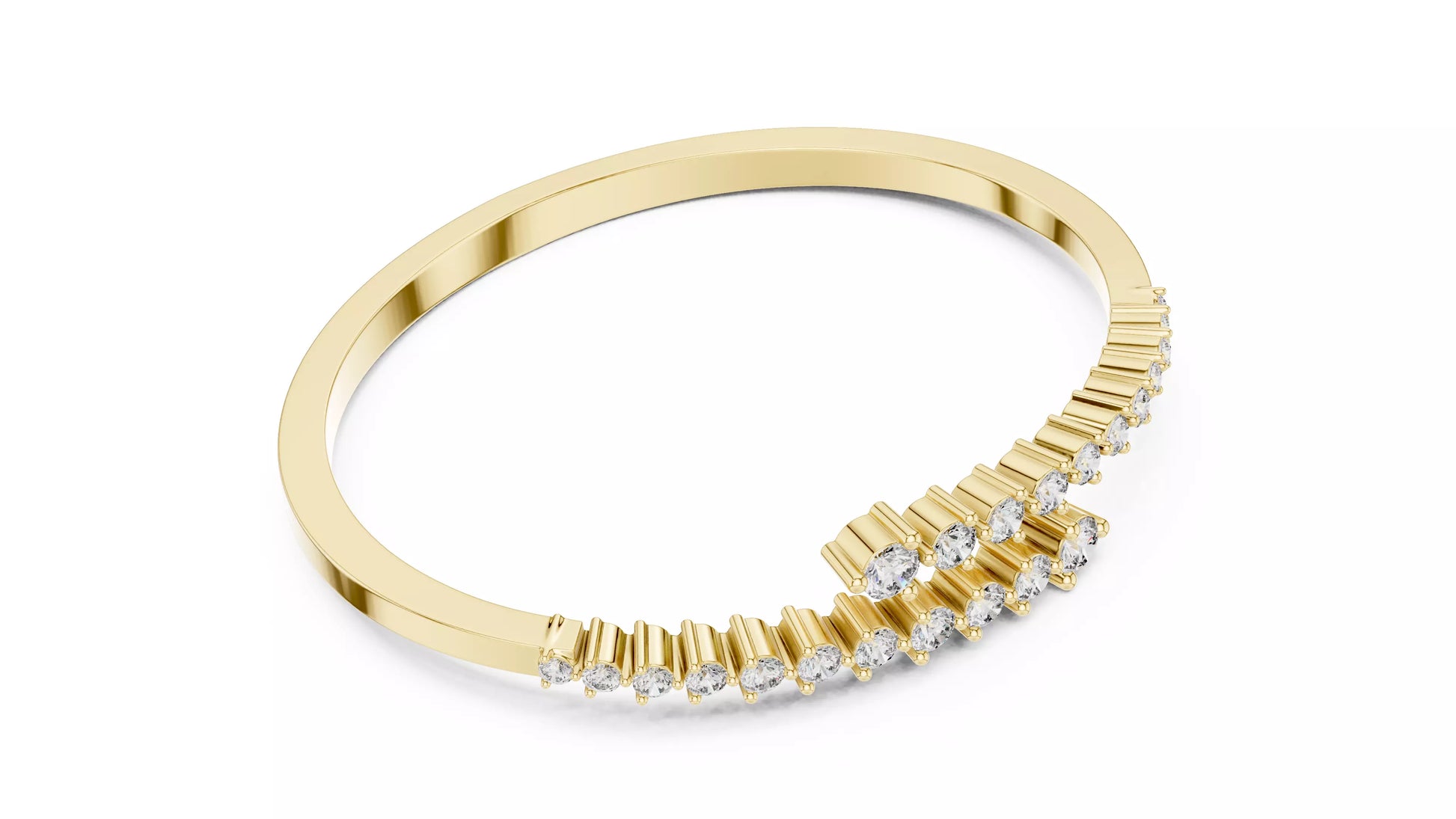 Bypass Style Natural Diamond Bangle Bracelet