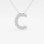 White gold letter C pendant necklace with lab grown diamonds from Delux Jewelry