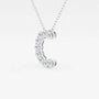 White gold pendant necklace with lab grown diamonds in letter C, Delux Jewelry