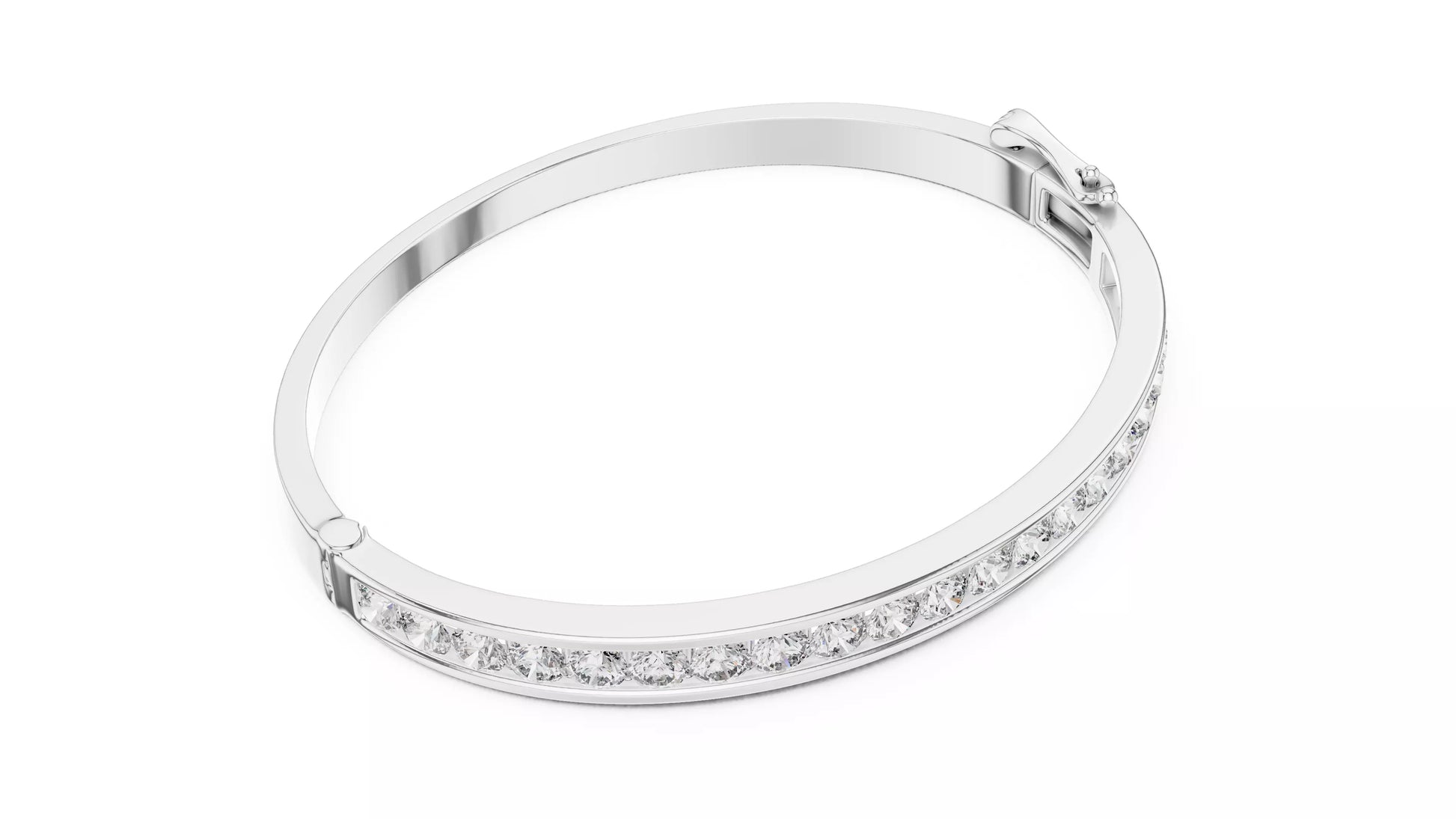 Channel Set Natural Diamond Bangle Bracelet