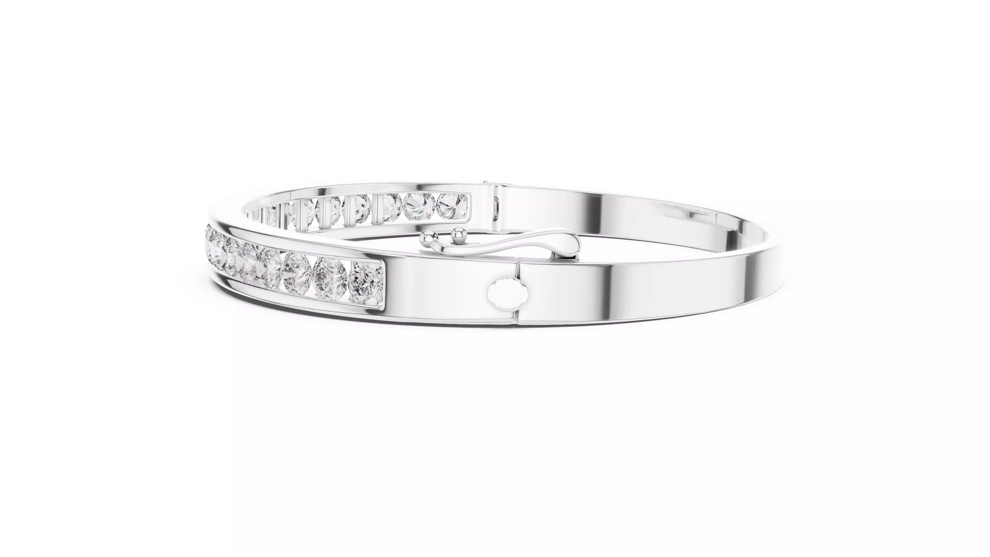 Channel Set Natural Diamond Bangle Bracelet