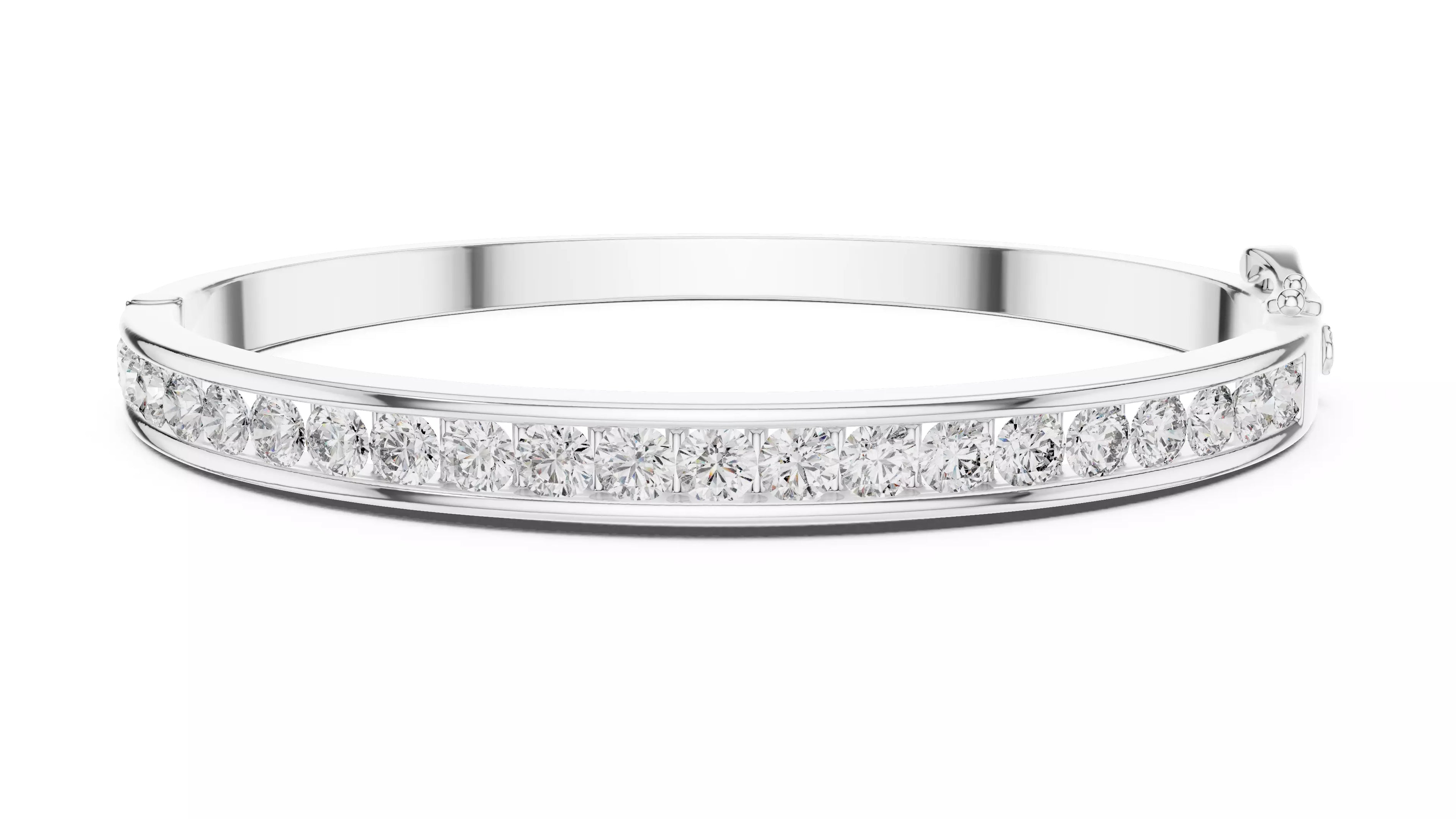 Channel Set Natural Diamond Bangle Bracelet