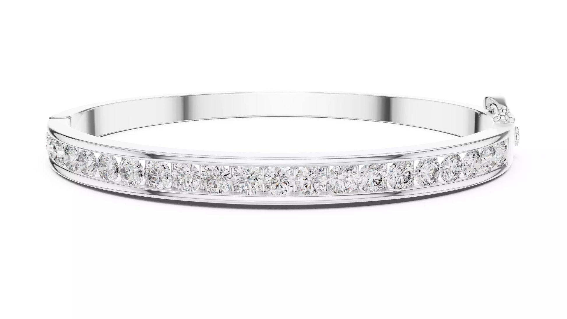Channel Set Natural Diamond Bangle Bracelet