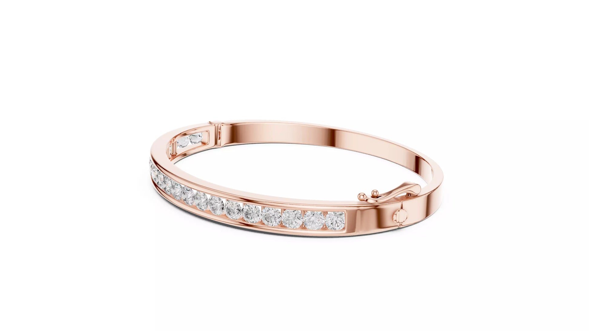Channel Set Natural Diamond Bangle Bracelet