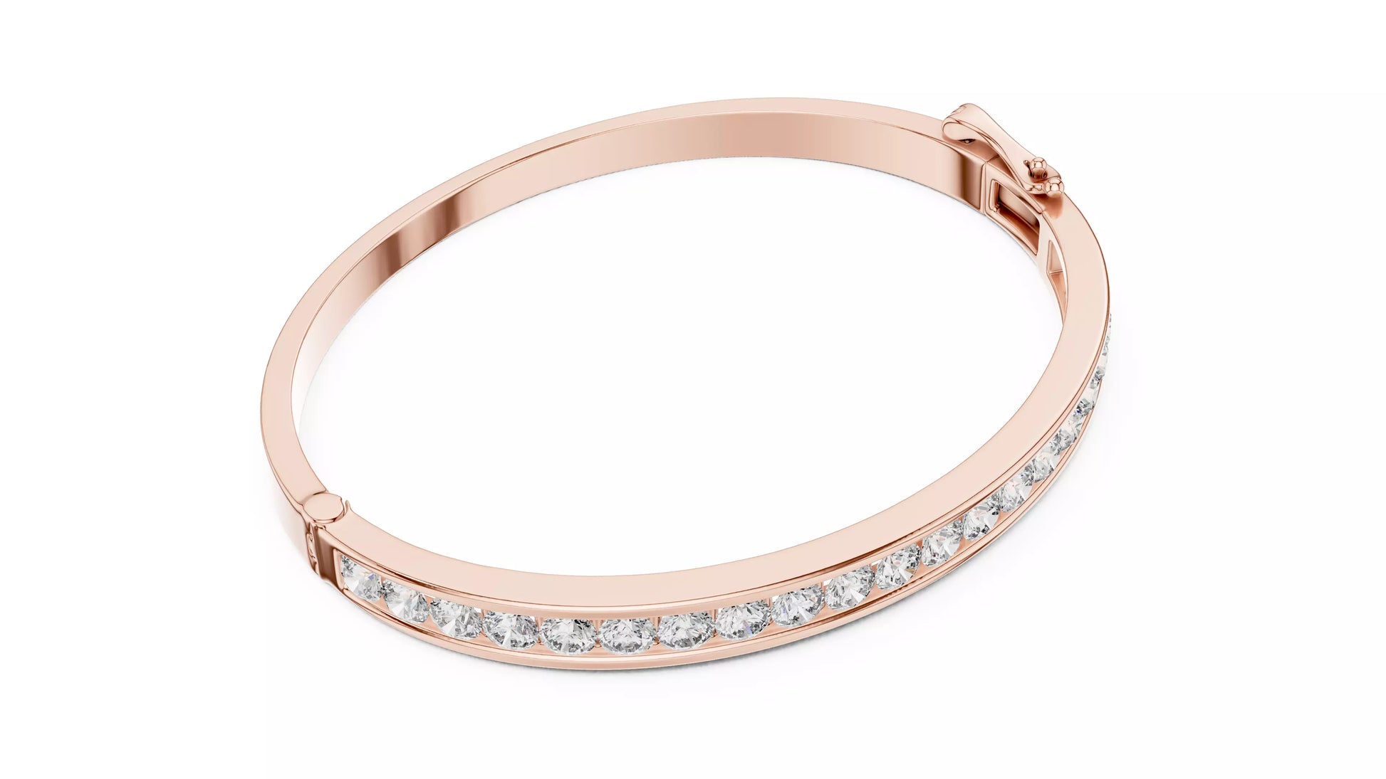 Channel Set Natural Diamond Bangle Bracelet