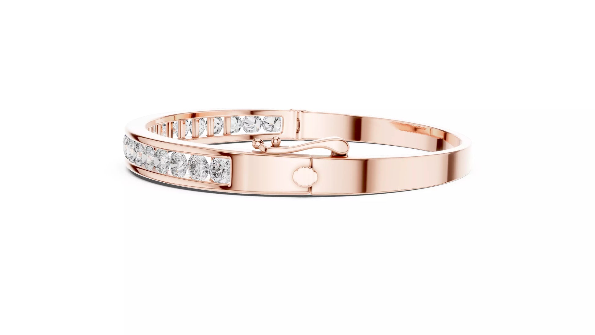 Channel Set Natural Diamond Bangle Bracelet
