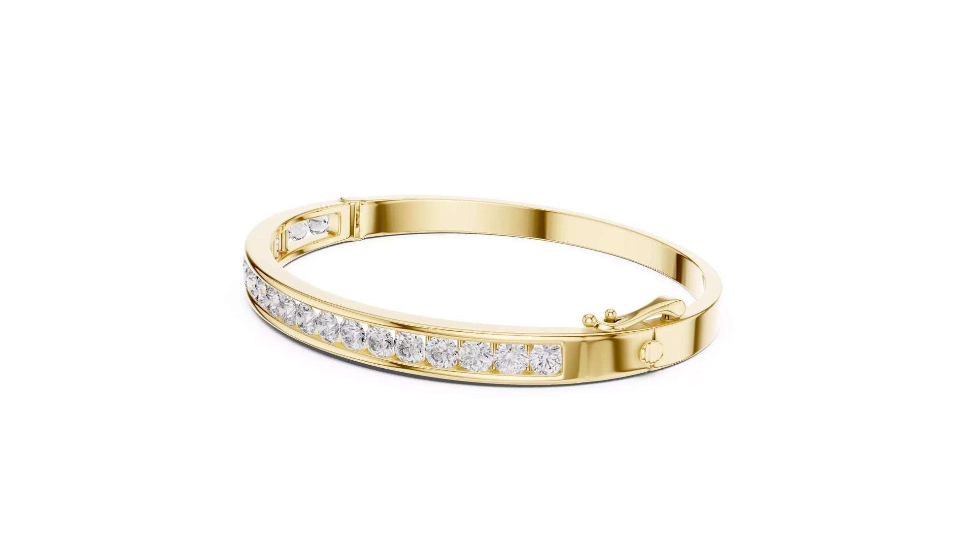Channel Set Natural Diamond Bangle Bracelet