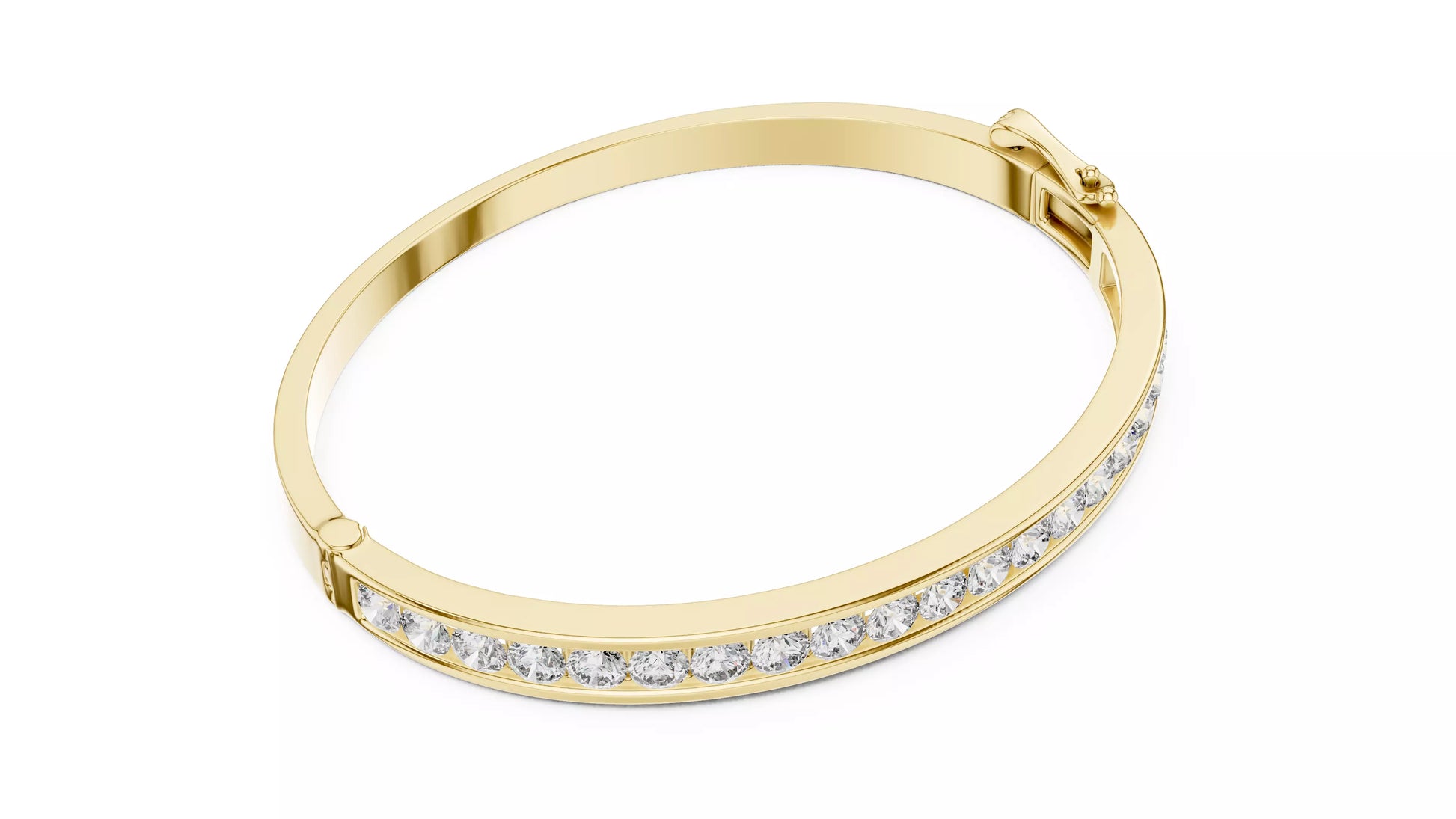 Channel Set Natural Diamond Bangle Bracelet