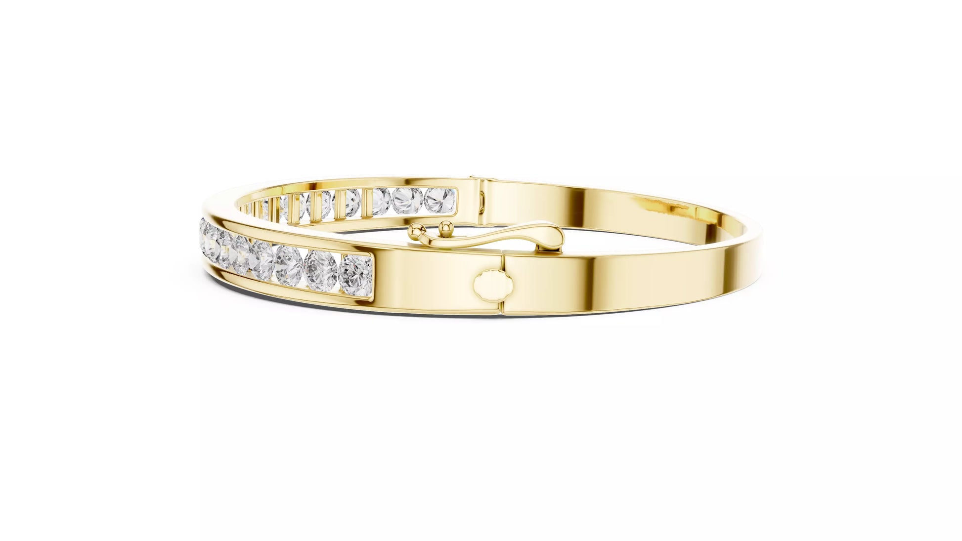 Channel Set Natural Diamond Bangle Bracelet