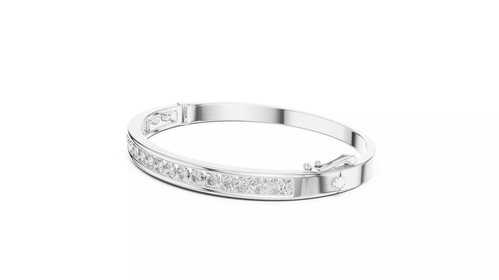 Channel Set Natural Diamond Bangle Bracelet