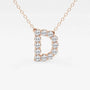 Rose gold necklace with diamond letter D pendant, lab grown diamonds, Delux Jewelry