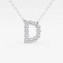 White gold letter D pendant necklace with lab grown diamonds by Delux Jewelry