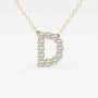 Gold necklace with letter D pendant set with lab grown diamonds, Delux Jewelry