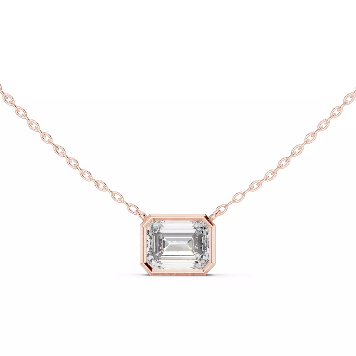 Emerald Cut Diamond Pendant Necklace