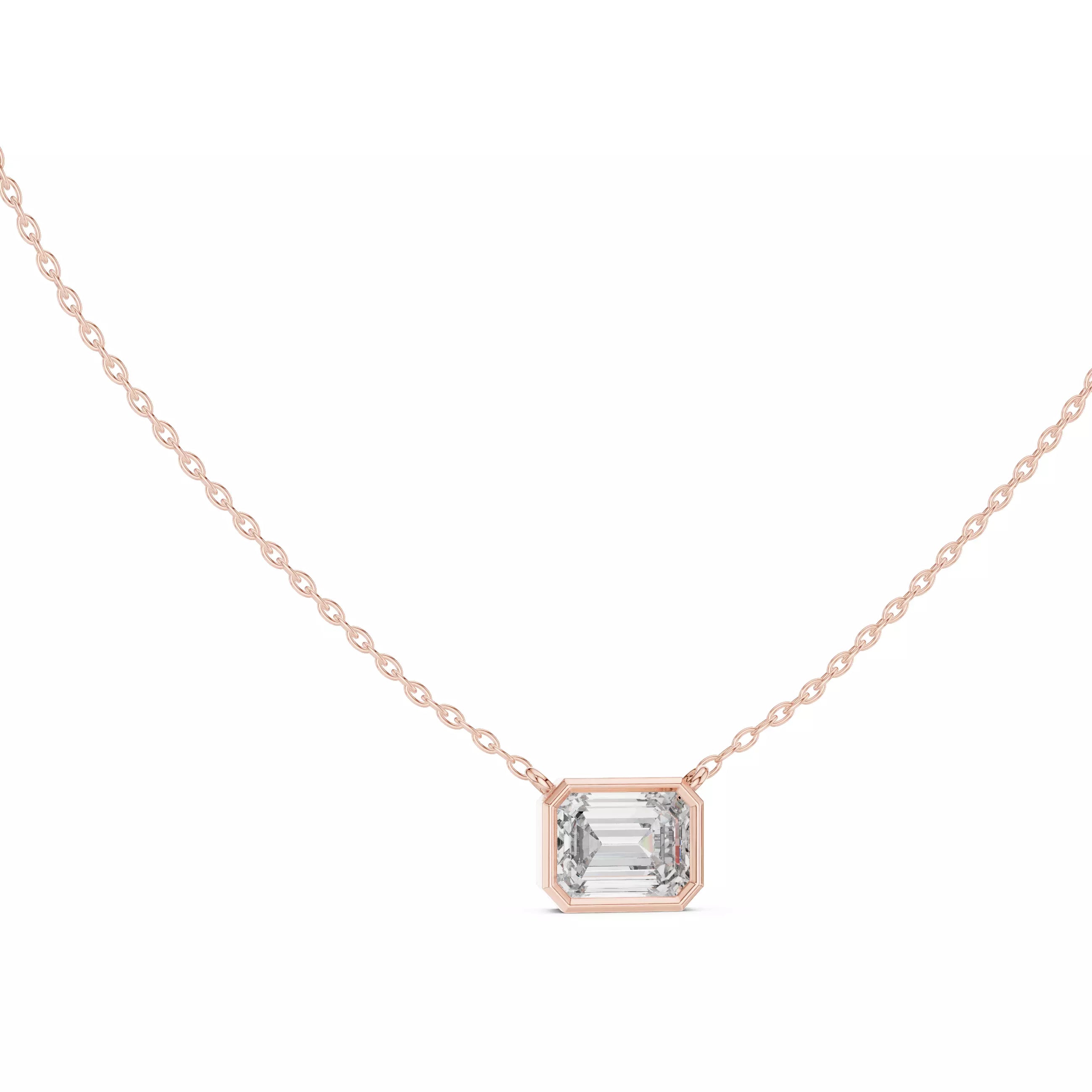 Emerald Cut Diamond Pendant Necklace
