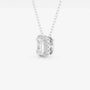 Emerald cut lab grown diamond halo pendant in white gold on chain, Delux Jewelry