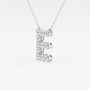 White gold letter E pendant with lab grown diamonds on chain, Delux Jewelry