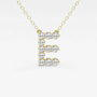 Yellow gold necklace with lab grown diamond E initial pendant from Delux Jewelry