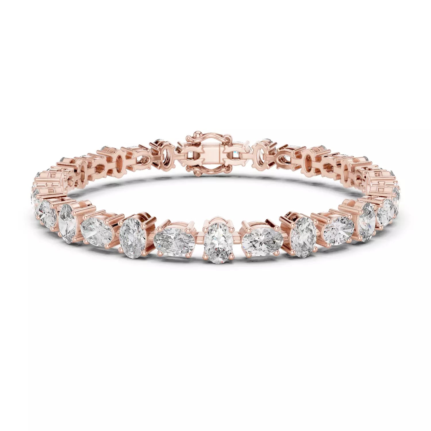 East-West Oval Natural Diamond Tennis Bracelet