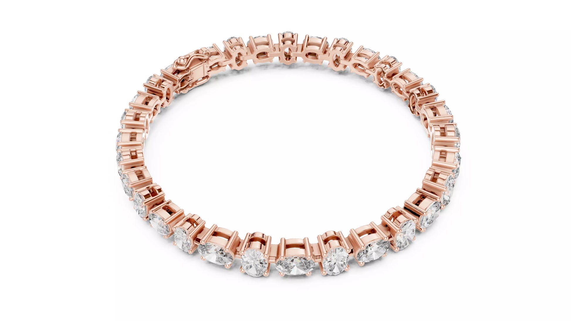 East-West Oval Natural Diamond Tennis Bracelet